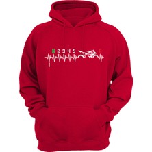Widi Motorsiklet Motorcu Kalp Ritmi 1N23456 Vites Geçişleri %100 Pamuk Kırmızı Sweatshirt