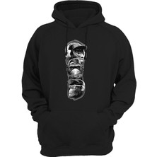 Widi Üç Maymun Baskılı Siyah Sweatshirt