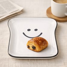 Evidea Kitchen Gülücük Desenli Servis Tabağı - Siyah / Beyaz - 19 cm