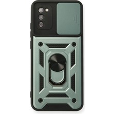 Olmira  Samsung Galaxy A03S Kılıf Pars Lens Yüzüklü Silikon - Yeşil 587455