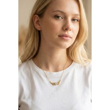 Jewels of Hope Taşlı Melek Kanadı 316L Çelik Kadın Kolye - Kararmaz Gold Zincir 51 cm