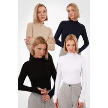 Yade Fashion Kadın Parmak Detaylı Body 4’lü Set