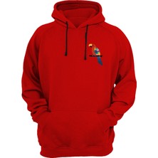 Widi Papağan Baskılı Kırmızı Sweatshirt