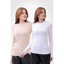 Yade Fashion Parmak Detaylı Bisiklet Yaka Body  2\'li Set