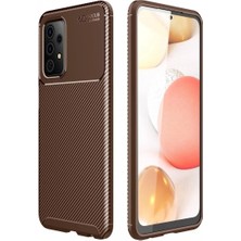 Olmira  Samsung Galaxy A72 Kılıf Auto Focus Karbon Kapak - Kahverengi 587455