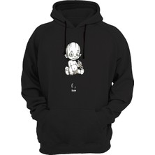 Widi Baskılı Siyah Sweatshirt