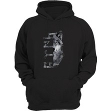 Widi Türkiye Bozkurt Göktürkçe Türk Yazısı ve Kurt Baskılı Regular Fit %100 Pamuk Siyah Sweatshirt