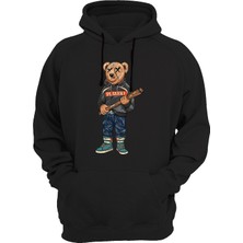 Widi Ayıcık Baskılı Siyah Sweatshirt