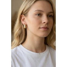 Jewels of Hope Zirkon Taşlı Dikdörtgen Küpe Paslanmaz Çelik Küpe Kadın