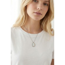 Jewels of Hope Oval Beyaz Sedef Taşlı Kadın Kolye 54 cm Paslanmaz Çelik Kolye