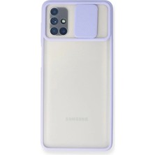 Olmira  Samsung Galaxy M51 Kılıf Palm Buzlu Kamera Sürgülü Silikon - Lila 587455