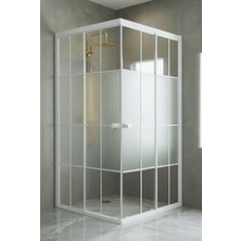 Durul Duşakabin Kare 4mm Orta Buzlu Beyaz Çizgi Yükseklik 180CM