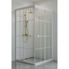 Durul Duşakabin Kare 4mm Şeffaf Cam Beyaz Çizgi Yükseklik 180CM