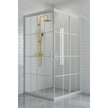 Durul Duşakabin Kare Şeffaf Beyaz Çizgi 5mm H:190