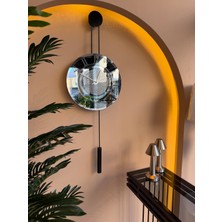MetaQuartz Aksesuar Pendulum Blackclock-Büyük Boy (40X105CM) -Metal Askılı Aynalı Duvar Saati