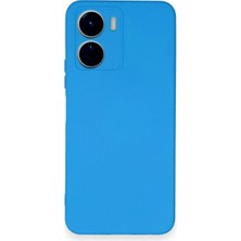 Olmira  Vivo Y16 Kılıf Nano Içi Kadife Silikon - Mavi 587455