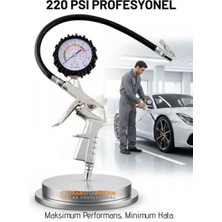 MiraLive Profesyonel Lastik Şişirme Tabancası ve Hava Saati 220 Psı 16 Bar Çelik Alaşım Güçlü Gövde