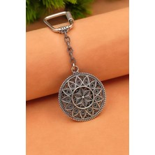 925 Ayar Gümüş Oksitli Damla Model Elişi Telkari Gümüş Anahtarlık ST392