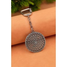 Silvera Telkari 925 Ayar Gümüş Anahtarlık Oksitli Model Telkari Gümüş Anahtarlık ST404