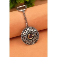 Silvera Telkari 925 Ayar Gümüş Oksitli Elişi Telkari Türk Bayrağı Ay Yıldız Isimli Anahtarlık ST391