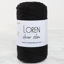 MiraLive Loren Decor Slim 3 Büküm Makrome Ipi Siyah - L006