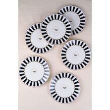 Tabak Evi Porselen Butterfly Collection Altın Yaldızlı Pasta Tabağı Siyah 20,50CM 6 Lı