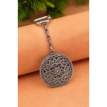 Silvera Telkari 925 Ayar Gümüş Anahtarlık Oksitli Model Elişi Telkari Anahtarlık ST400