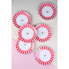 Tabak Evi Porselen Butterfly Collection Altın Yaldızlı Pasta Tabağı Kırmızı 20,50CM 6 Lı