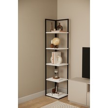 Solto Home OB24-13 5 Raflı Dekoratif Metal Köşe Kitaplık Renk Rafı | Çok Amaçlı Aksesuar & Kitap Rafı | Modern Köşe Raf Sistemi