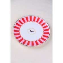Tabak Evi Porselen Butterfly Collection Altın Yaldızlı Pasta Tabağı Kırmızı 20,50CM Tekli