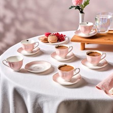 Karaca Piraye Pembe 6 Kişilik Kahve Fincan Takımı 80 ml