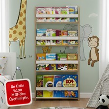 Ratemo Mobilya Montessori Çocuk Kitaplığı – 4 Raflı, Mdf Malzeme, Yuvarlatılmış Kenarlar, Modern Tasarım
