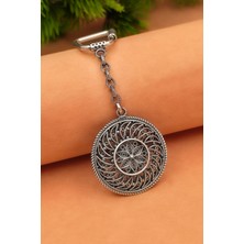 Silvera Telkari 925 Ayar Gümüş Anahtarlık Oksitli Elişi Işlemeli Telkari Anahtarlık ST398