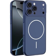 iPhone 13 Pro Max Kılıf Zore M-Safe Şarj Özellikli Kamera Korumalı Spark Kılıf Mavi