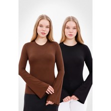 Yade Fashion Kadın Ispanyol Kol Body 2’li Set