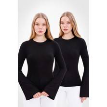 Yade Fashion Kadın Ispanyol Kol Body 2’li Set