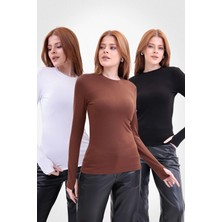 Yade Fashion Parmak Detaylı Bisiklet Yaka Body 3\'lü Set