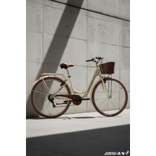 Feyza Design Sorrento-S 28 Jant Unisex Şehir Bisikleti, Shimano 7 Vites, Çelik Kadro, Krem Gold