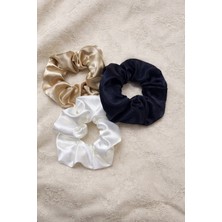 Umut Tekstil Kadın 3 ' Lü Saten Saç Lastik Toka Seti