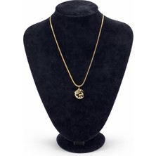 Pangu Altın Renk Taşlı Geyik Figürlü Çelik Kolye