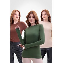 Yade Fashion Parmak Detaylı Bisiklet Yaka Body 3\'lü Set