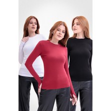 Yade Fashion Parmak Detaylı Bisiklet Yaka Body 3\'lü Set