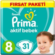 Feyza Design Aktif Bebek Bezi Fırsat Paketi, 8 Beden, 31 Adet, Konfor ve Güvenlik