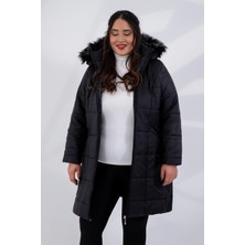 Roxxlen Büyük Beden Kadın Şapkası Kürklü Siyah Mont