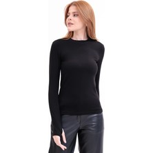 Yade Fashion Parmak Detaylı Bisiklet Yaka Body