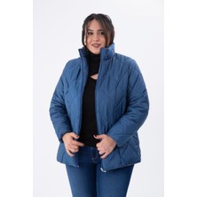 Roxxlen Büyük Beden Kadın Kapitone Kısa Mont