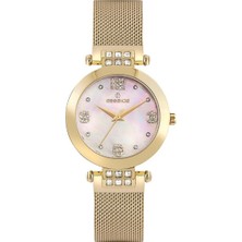 Essence Kol Saati Çelik Altın Renk Silikon Kordon Beyaz Taşlı Kadran 3ATM