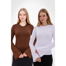 Yade Fashion Kadın Ispanyol Kol Body 2’li Set