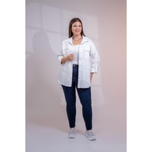 Roxxlen Büyük Beden Kadın Cep Fermuarlı Gömlek