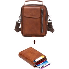 Newish Erkek Mekanizmalı Cüzdan ve Deri Kapaklı Omuz El Çantası (17X22CM) - NEW337